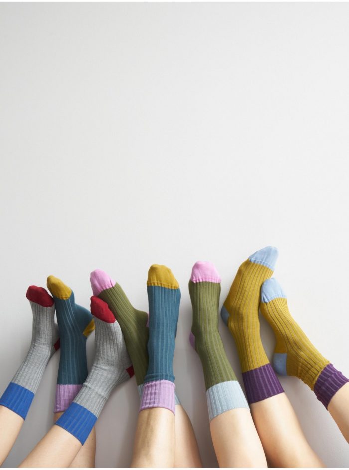 La Cerise socks Yvette Cendre 39/41 blauw/grijs/rood