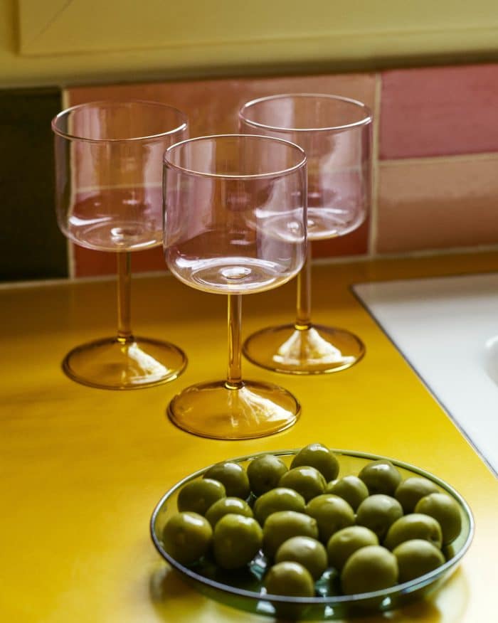 HAY Tint Wine Glass set 2 pink yellow