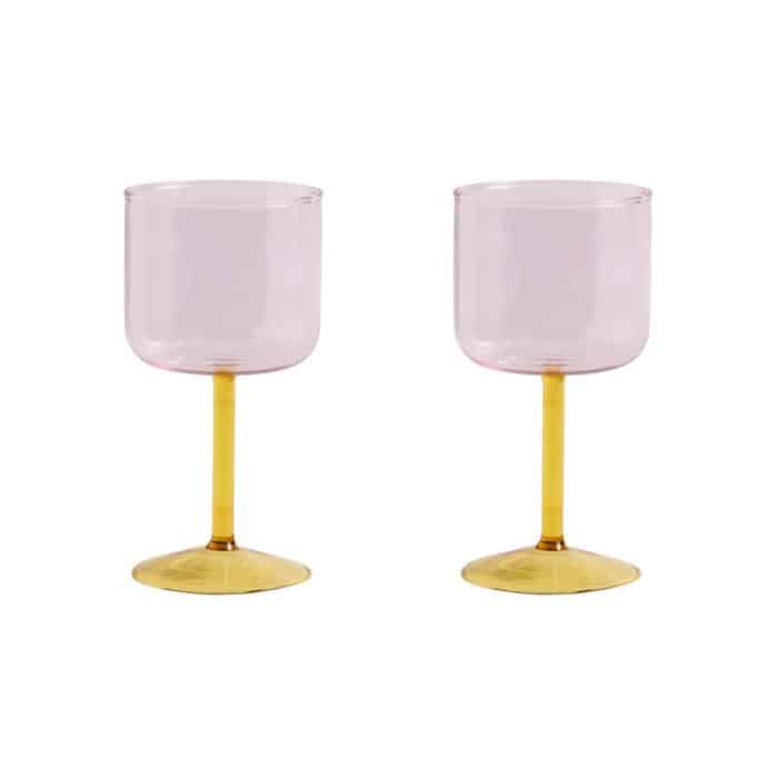 HAY Tint Wine Glass set 2 pink yellow