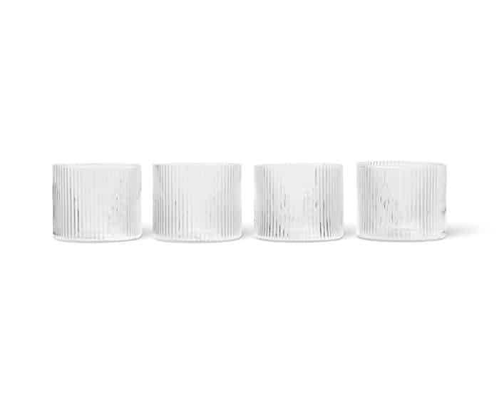 Ferm Ripple Low glass clear set 4