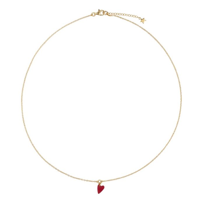 BB Necklace Red Heart 39cm Gold