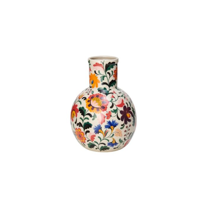 RtS vase round colourful flowers handpainted S