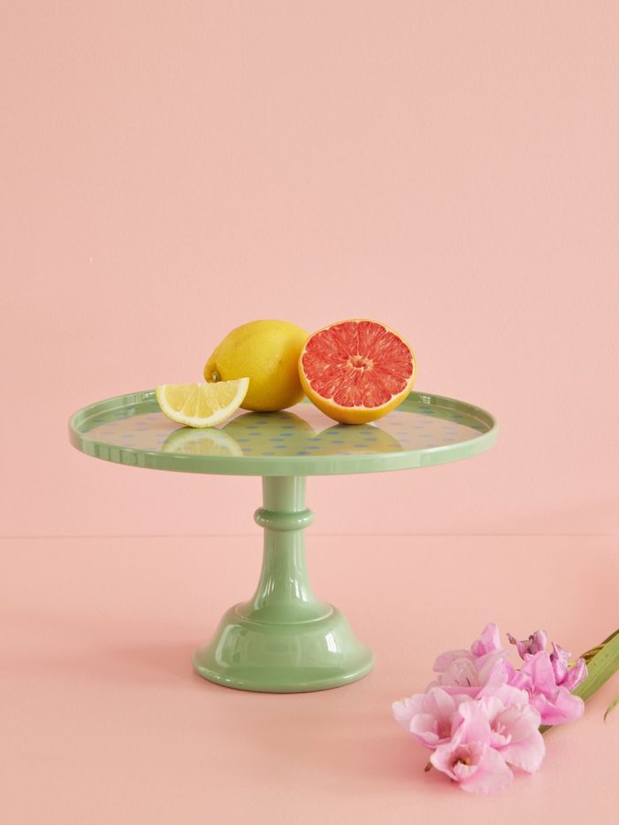 Rice melamine Cake stand Dots Green