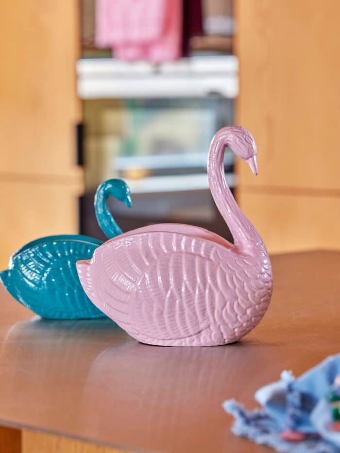 Rice Metal flower pot Swan Pink Large