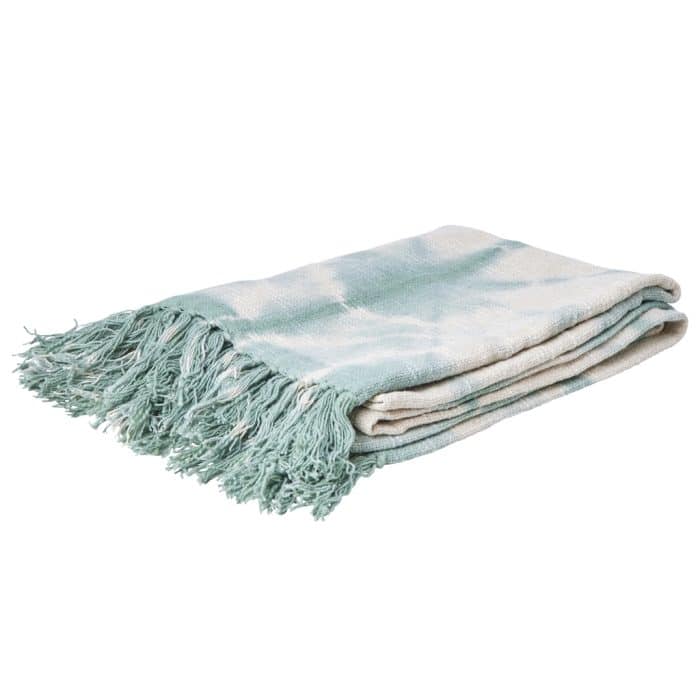 Rice cotton Slub Tie & Dye Throw green