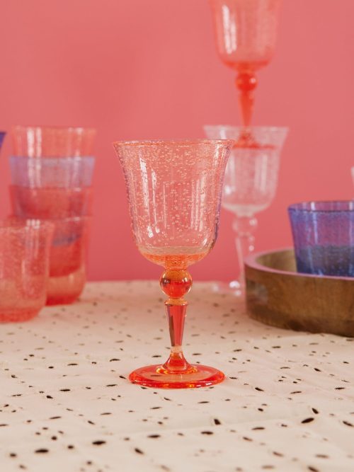 Acrylic Wine Glass - Peach - Bubble Design