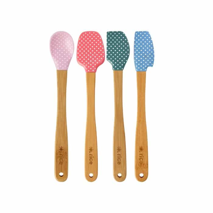 Rice Silicone Scrapers bamboo handle STIP set/4