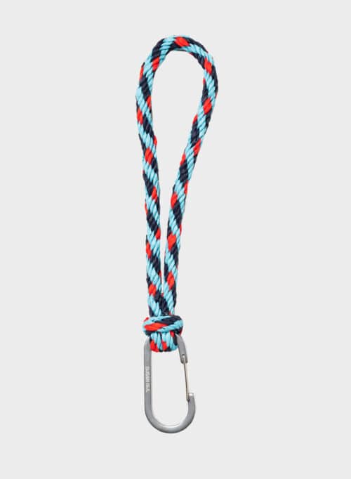 Susan Bijl Kumihimo Keychain Key Blue & Red Alert