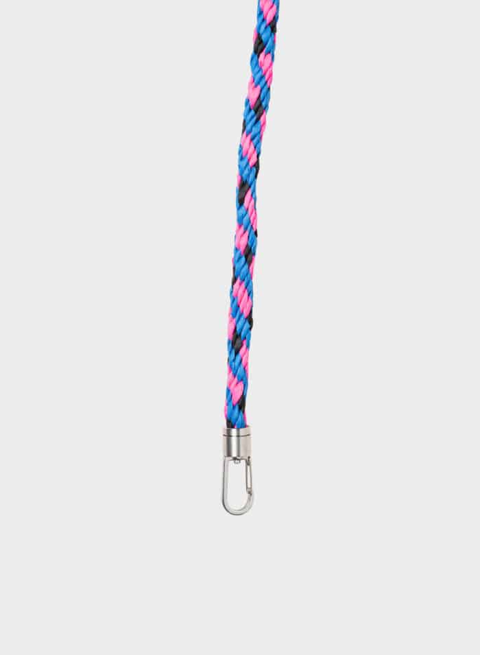 Susan Bijl Kumihimo Strap short Blueback & fluo Pink