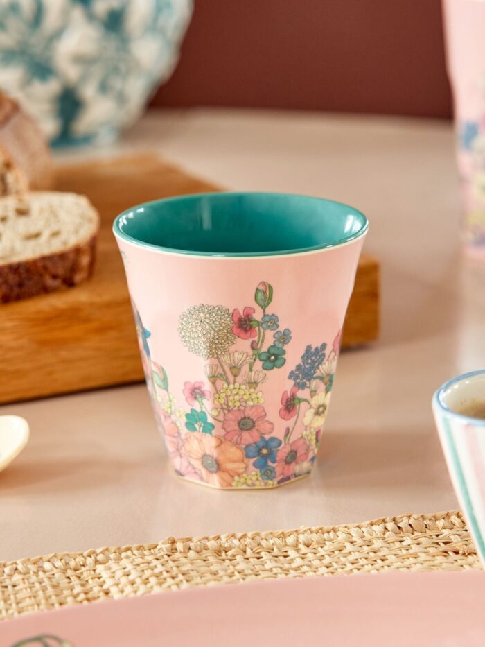 Rice cup M Selma Flower Collage Pink