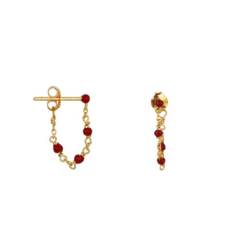 Balls emaille chain stud oorbellen Red