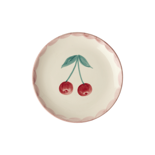 Gebaksbordje - Crème - Hand-painted Cherry