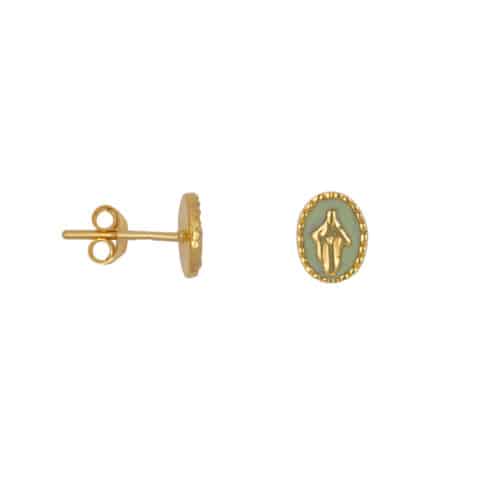 Maria stud emaille gold green per stuk