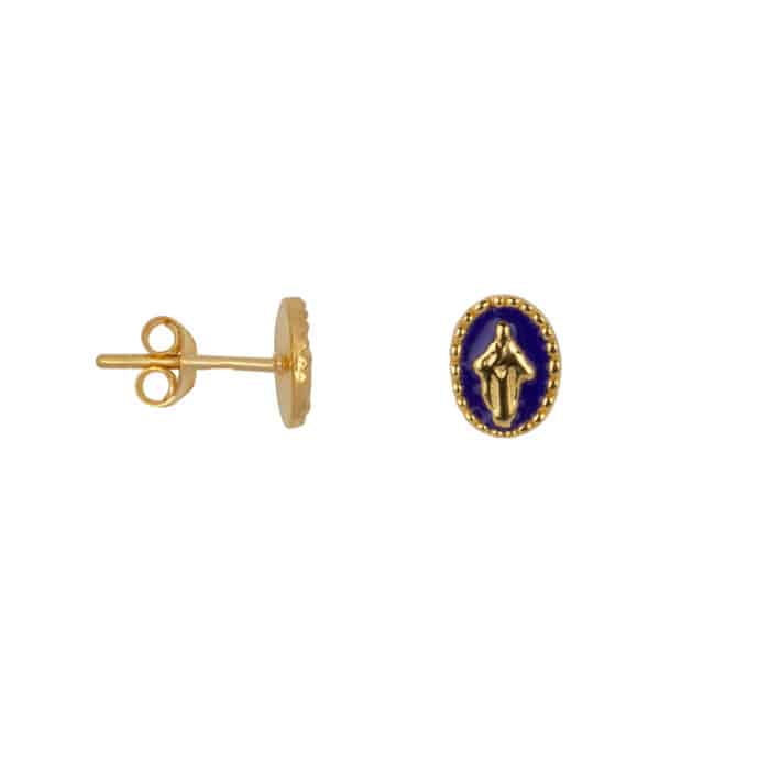 Maria stud emaille gold purple per stuk