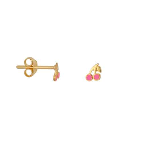 Mini Cherry stud oorbel light pink per stuk