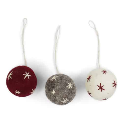 3 Kerstballen vilt set/3