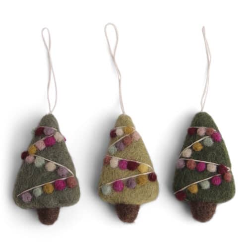 3 vilten kerstboom hangers