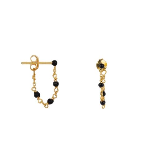 Balls emaille chain stud oorbellen black