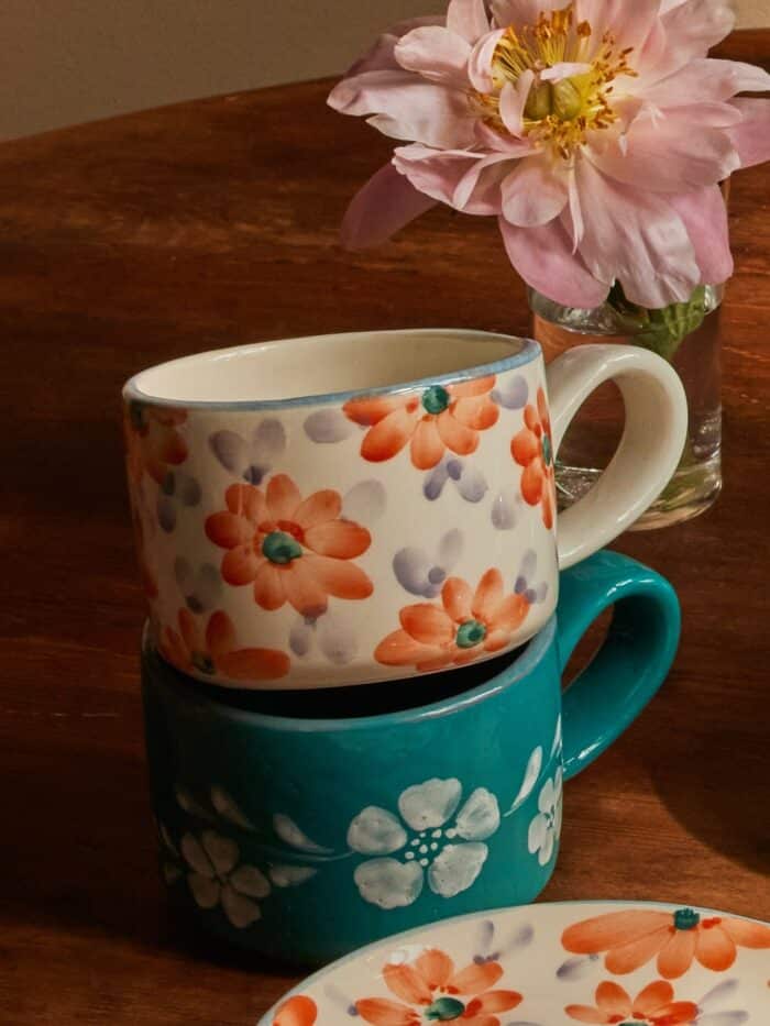 Cappuccinokop - Jade - Hand-painted Flower Vine