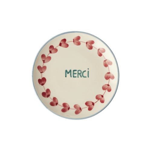 Gebaksbordje - Crème - Hand-painted MERCI