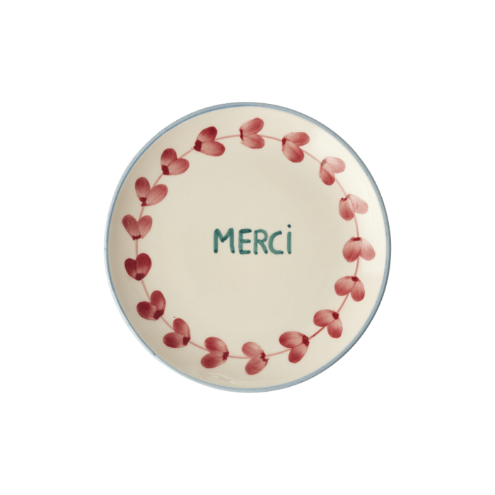 Gebaksbordje - Crème - Hand-painted MERCI