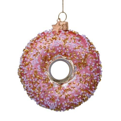 Glazen kerstdecoratie hanger Donut