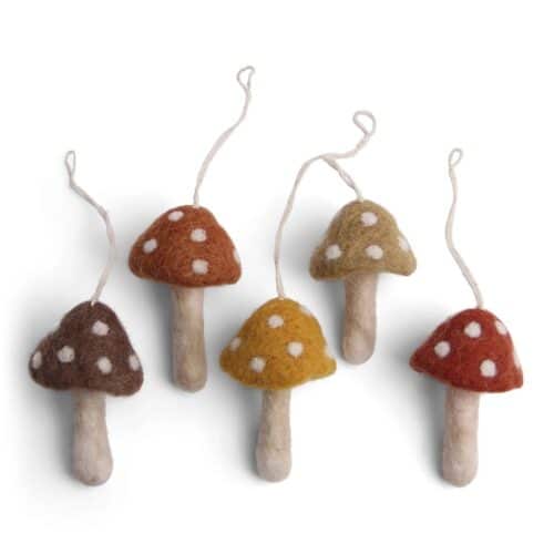 Hangers set/5 paddestoelen rusty red