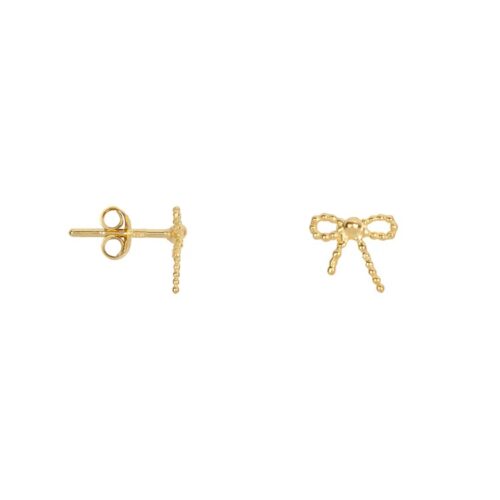 Mini dotted Bow stud oorbellen gold