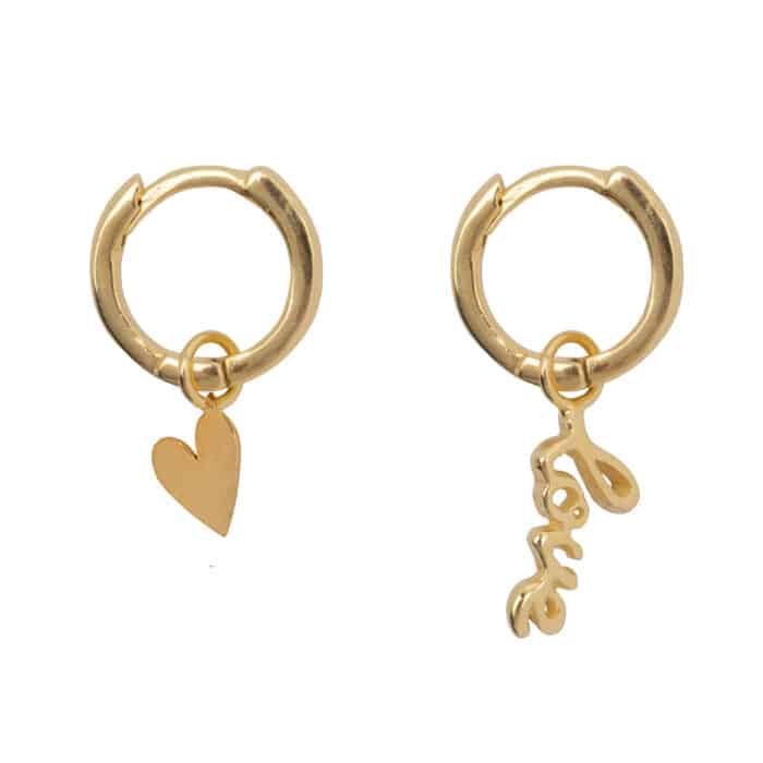 Oorbellen Small hoop Love goud Betty Bogaers