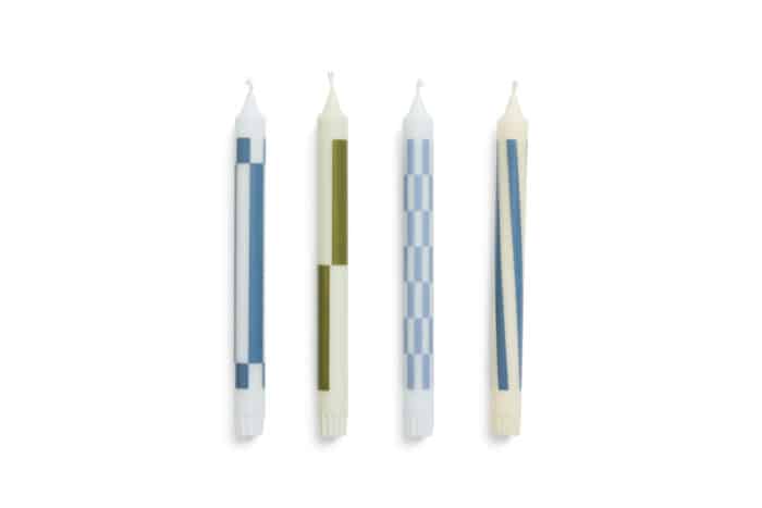 Pattern Candle set/4 green&blues