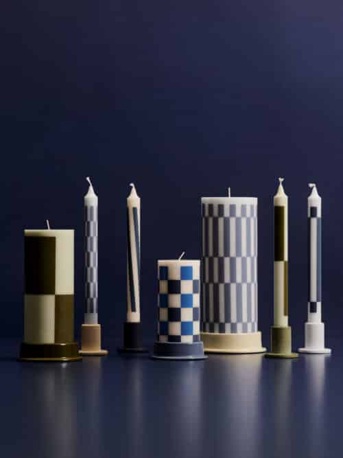 Pattern Candle set/4 green&blues