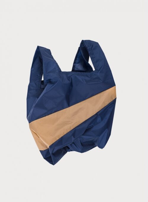 Shopping Bag L Navy & Camel