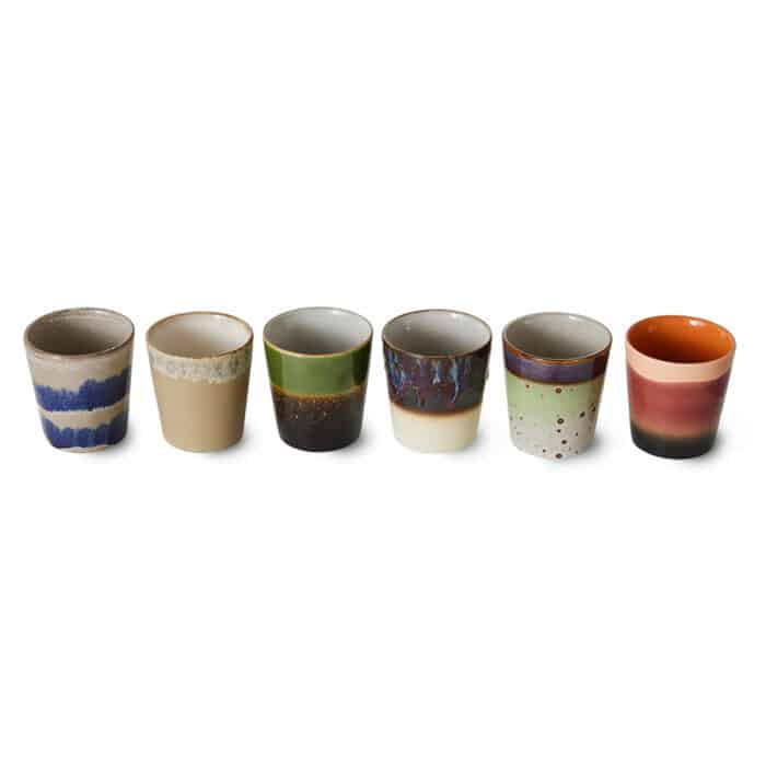 70's Ceramic Mugs set/6 Grounding