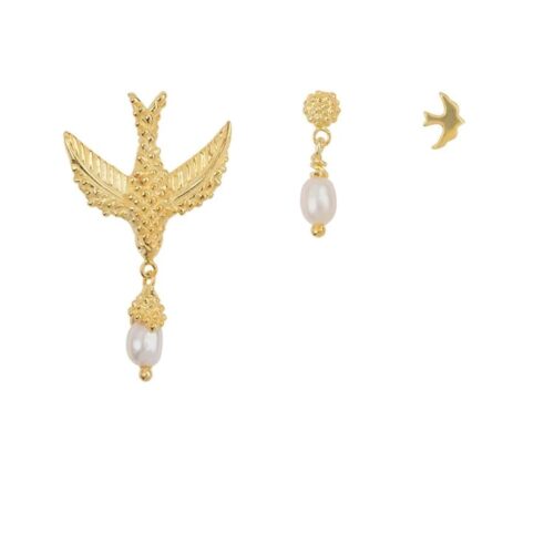 Bird Pearl Goldplated 3 pieces Betty Bogaers