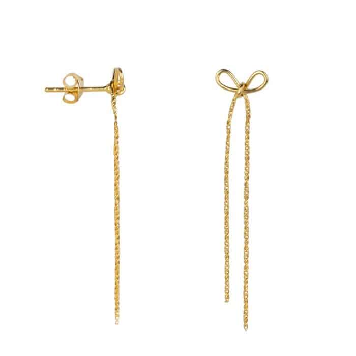 Bow long stud oorbellen gold