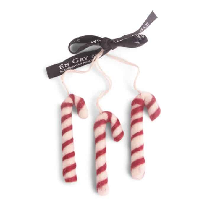 Candy Cane hangers van vilt set/3