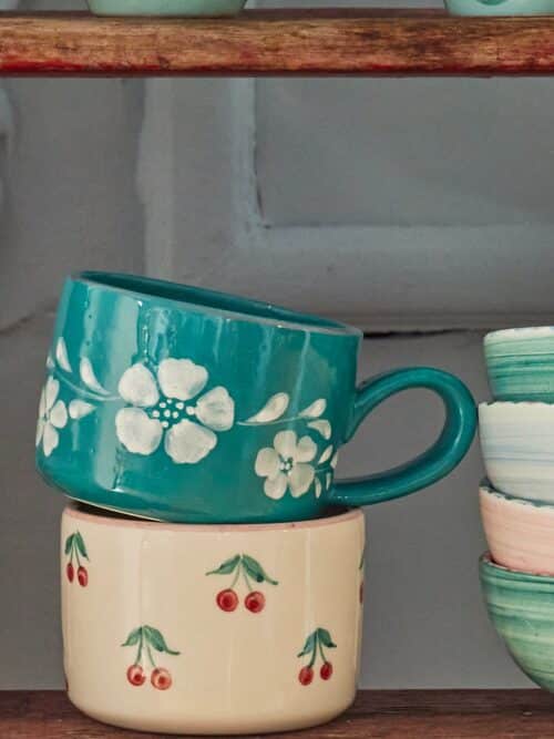 Cappuccinokop - Jade - Hand-painted Flower Vine