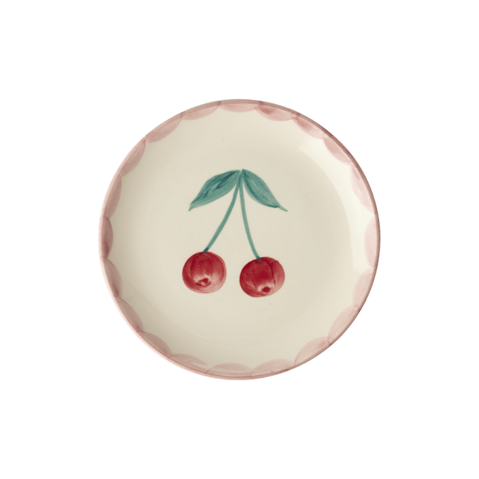 Gebaksbordje - Crème - Hand-painted Cherry