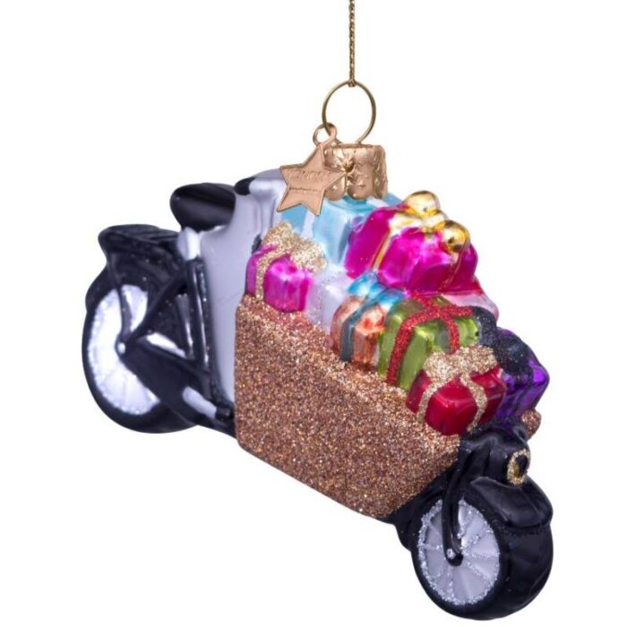 Glazen kerstdecoratie Bakfiets