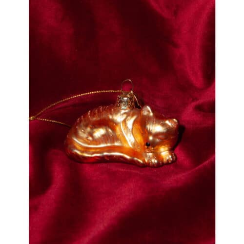 Glazen kerstdecoratie hanger sleeping cat