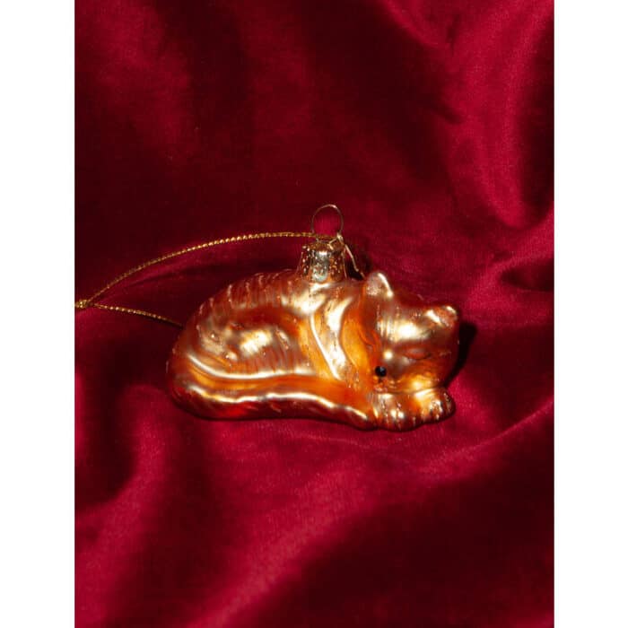 Glazen kerstdecoratie hanger sleeping cat