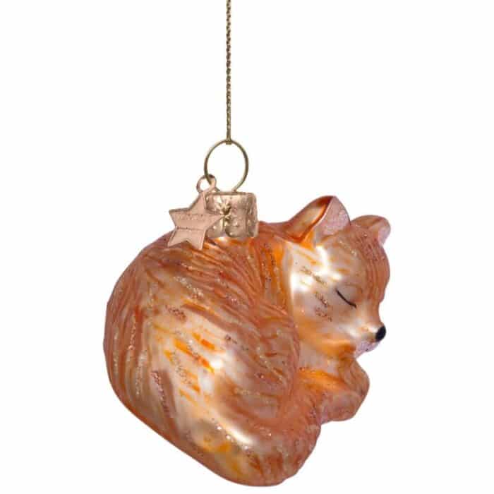 Glazen kerstdecoratie hanger sleeping cat