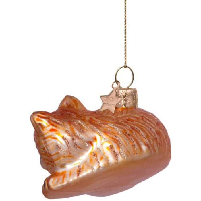 Glazen kerstdecoratie hanger sleeping cat