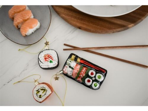 Glazen kerstdecoratie hanger Sushi Plate