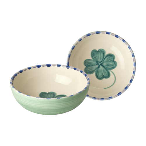 Kom - Zacht groen - Hand-painted Good Luck Clover