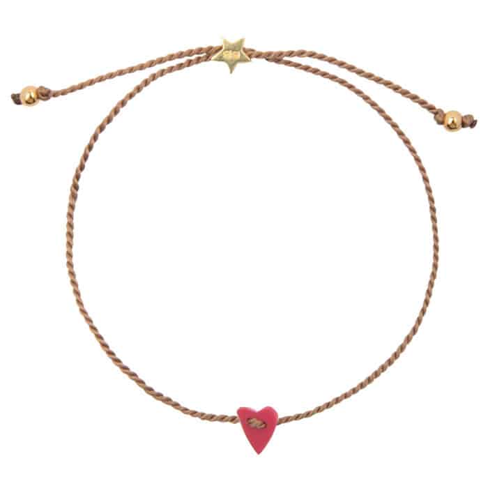 Resin Heart Bracelet Dark Pink Gold Plated