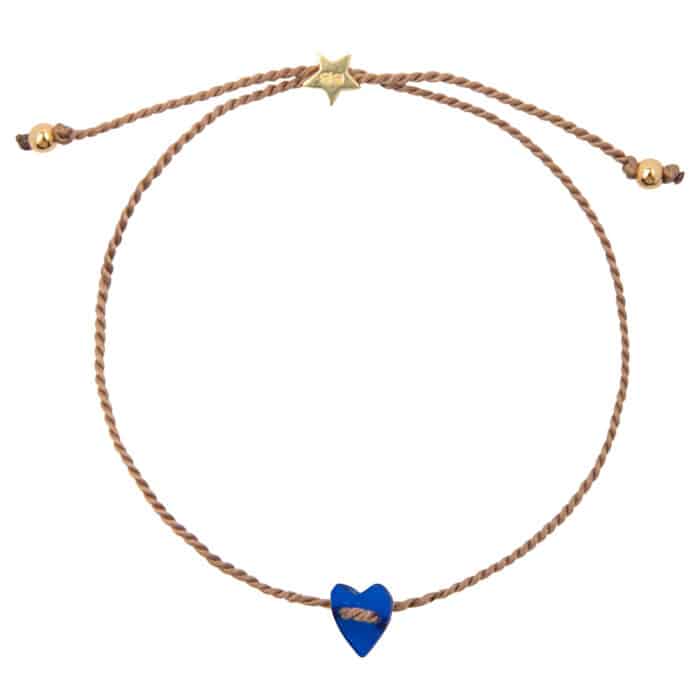 Resin Heart Bracelet Kobalt Gold Plated