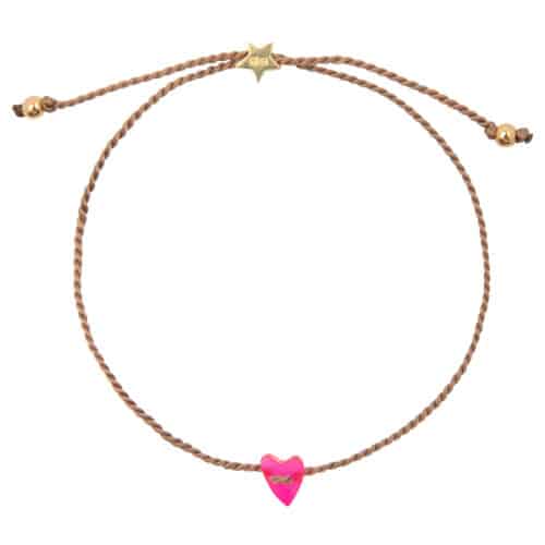 Resin Heart Bracelet Neon Pink Gold Plated