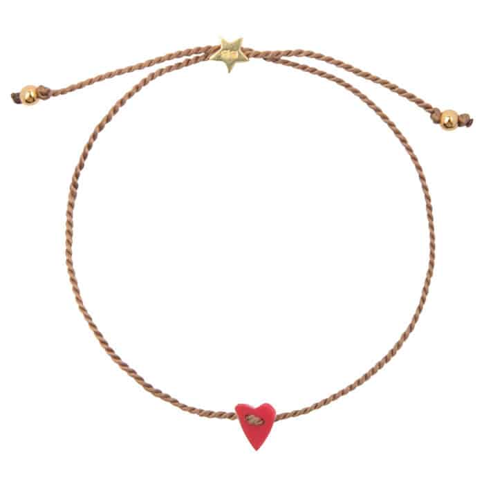 Resin Heart Bracelet Red Gold Plated