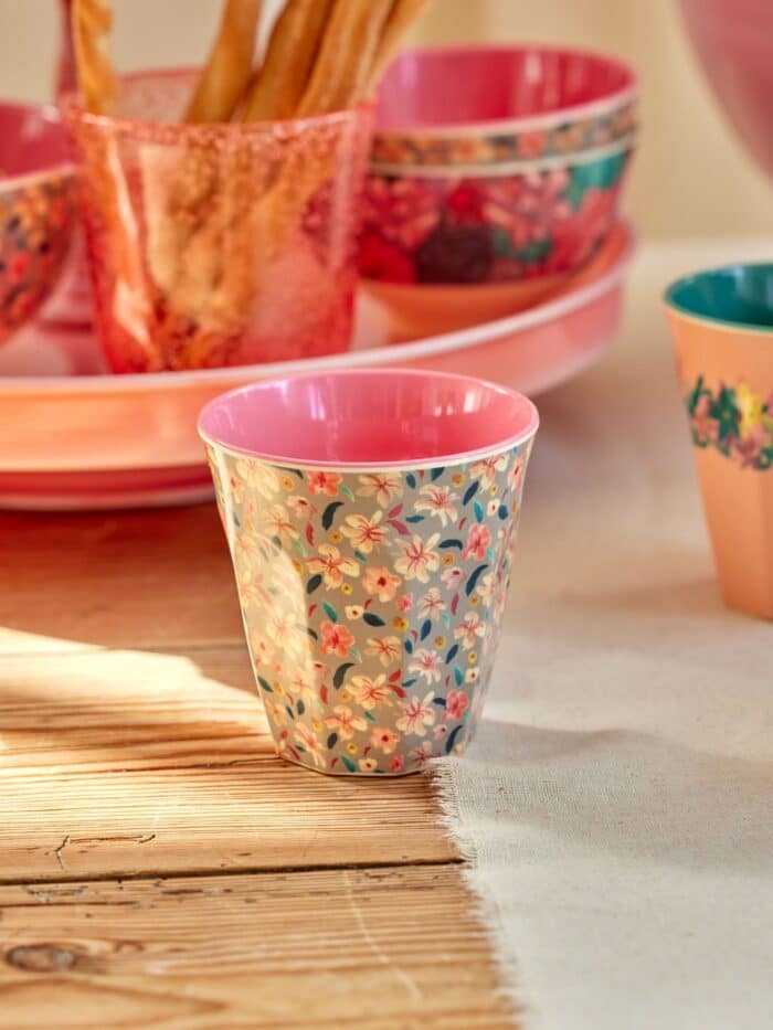 Rice melamine cup Sandy Flower